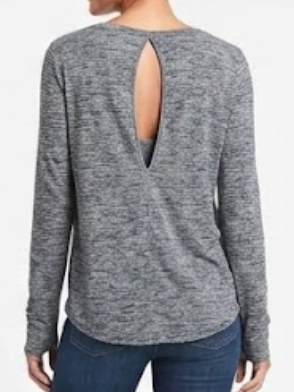 Athleta Long Sleeve Top Medium Gray Stretch Sporty Athleisure Yoga Gym Casual